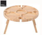 West Avenue Round Folding Picnic Organiser Table - Natural
