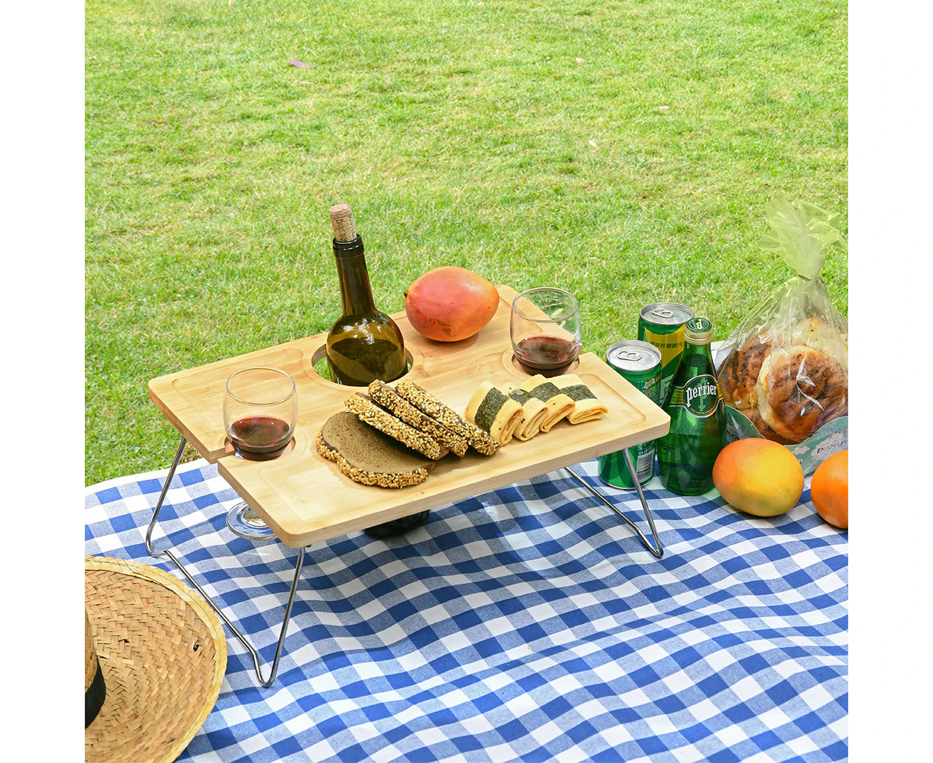 West Avenue Rectangular Travel Picnic Table - Natural/Silver