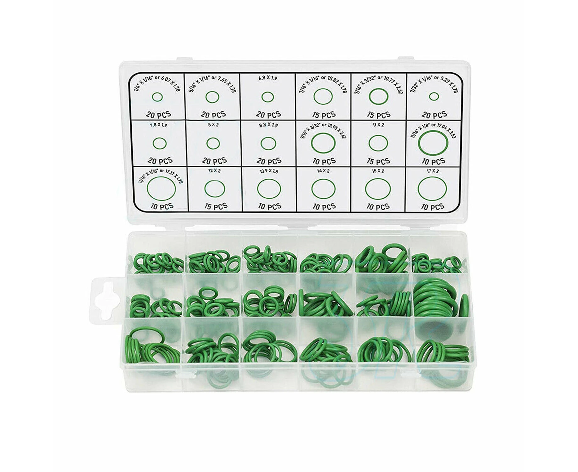 270 Pcs Air Conditioning O Ring Assortment Kit Green 18 Sizes Oring Gas