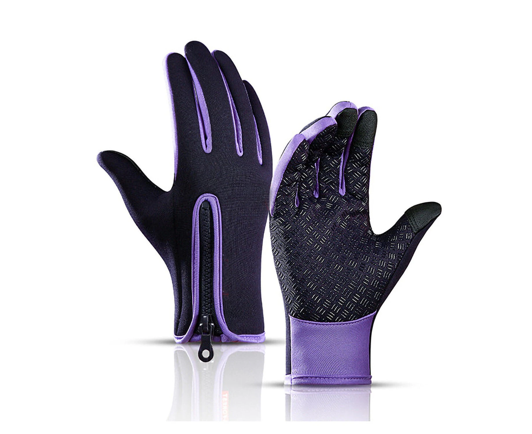 Purple Bike Cycling Gloves Touch Waterproof Full Finger Winter