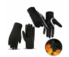 Winter Warm Thermal Outdoor Sports Waterproof Windproof Touch Screen Bike Gloves - Black
