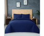 Queen King Super King Size Bed Chic Embossed Coverlet Bedspread Set Comforter Quilt Navy