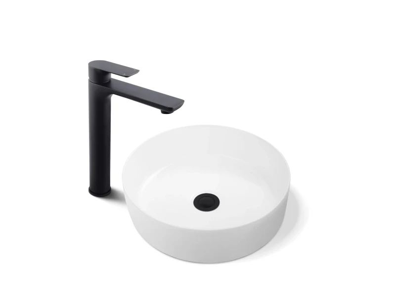 Ceramic Sink w/Basin Tap mixer w/Pop Up Waste Set Black Tall Bathroom tap Brass NO Overflow Waste Strainer