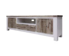 Plumeria ETU Entertainment TV Unit 210cm 2 Door Solid Acacia Timber -White Brush