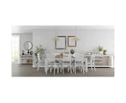 Plumeria Buffet Table 145cm 1 Door 3 Drawer Solid Acacia Timber - White Brush