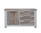 Plumeria Buffet Table 145cm 1 Door 3 Drawer Solid Acacia Timber - White Brush