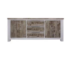 Plumeria Buffet Table 200cm 2 Door 3 Drawer Solid Acacia Timber - White Brush