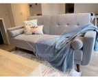 EVELYN Three Seater Sofa Bed/Polyester upholstery/Rubberwood legs/Grey