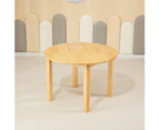 80CM Round Wooden Kids Table and 4 Red Chairs Set Pinewood Timber Childrens Desk