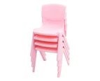 80CM Round Wooden Kids Table and 4 Pink Chairs Set Pinewood Timber Childrens Desk