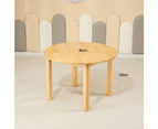 80CM Round Wooden Kids Table and 4 Green Chairs Set Pinewood Timber Childrens Desk