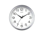 Wall Clock Quartz Round Square Wall Clock Silent Non-Ticking Battery Operated - Silver