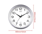 Wall Clock Quartz Round Square Wall Clock Silent Non-Ticking Battery Operated - Silver