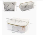 3 Pieces Makeup Bag Toiletry Bag Portable Cosmetic Pouch Travel Organizer Water-resistant for Women - Marble White