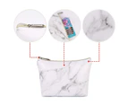 3 Pieces Makeup Bag Toiletry Bag Portable Cosmetic Pouch Travel Organizer Water-resistant for Women - Marble White