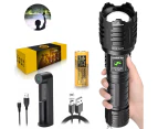 Telescopic Zoom Flashlight, 3800 Lumens, XHP160 Lamp Beads 5 Modes USB Rechargeable Torch, IPX5 Flashlamp for Long Lasting Use for Camping ,Emergency