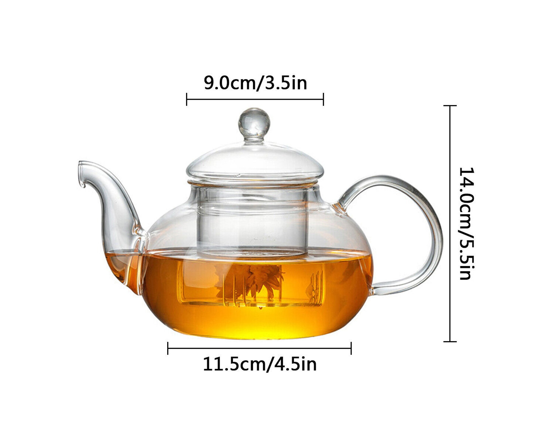 Household Glass Teapot With Infuser Scented Tea Pot Stovetop Glass Tea Pot  1X