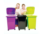 60l Plastic Wheelie Storage Bins Kids Toy Storage Bin - Red