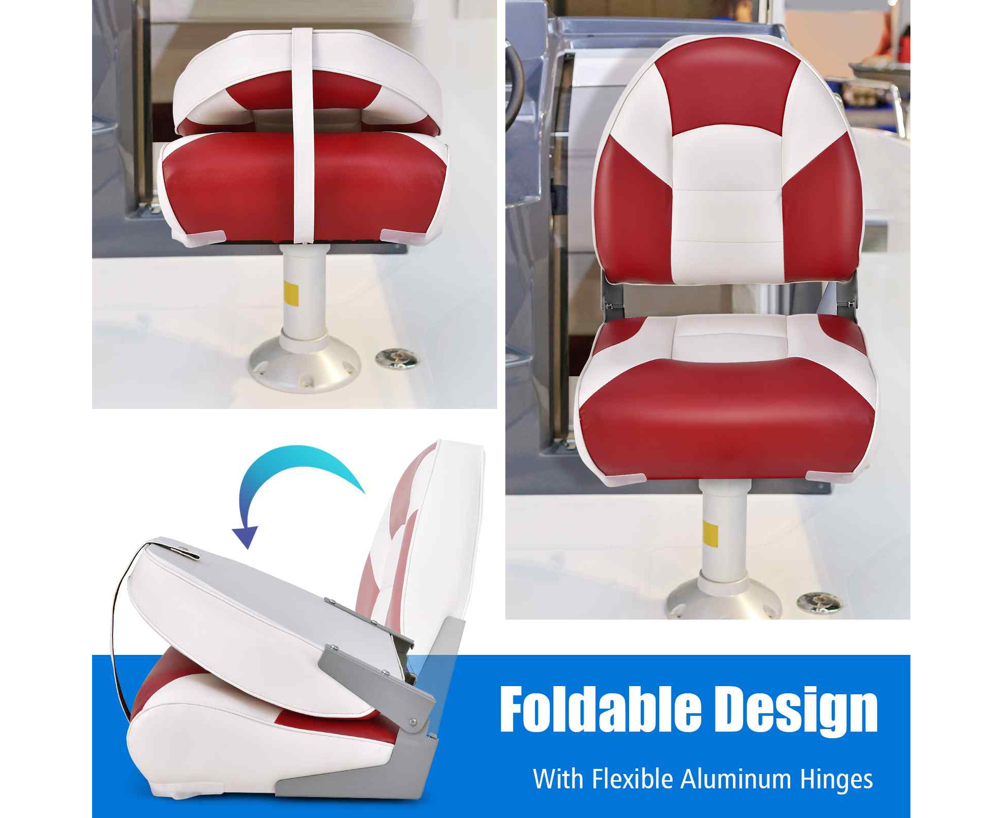 Costway Folding Boat Seat Swivel Marine Bucket Seat Universal