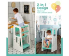Giantex Kids Step Stool Toddler Learning Stool Adjustable Toddler Tower Kitchen Countertop Bathroom, Green