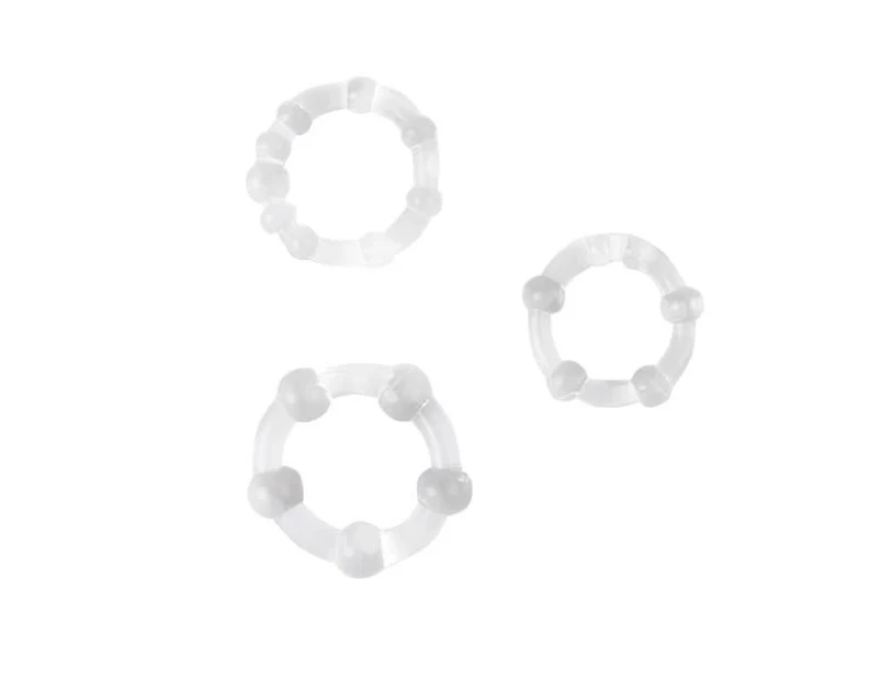 Set Of 3 Silicone Cock Rings Bead Penis Male Delay Ejaculation Men - Black