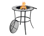 Costway Outdoor Fire Pit Wood Burning Fire Table Garden Camping w/Mesh Screen Lid & Fire Poker