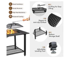 Costway 4-in-1 Outdoor Fire Pit Charcoal BBQ Dining Table Wood Burning Stove Patio Heater Garden Camping w/Mesh Screen Lid & Fire Poker