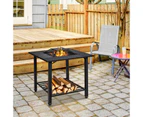 Costway 4-in-1 Outdoor Fire Pit Charcoal BBQ Dining Table Wood Burning Stove Patio Heater Garden Camping w/Mesh Screen Lid & Fire Poker