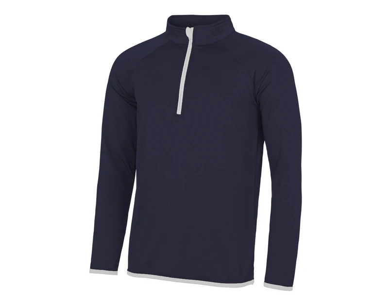 AWDis Just Cool Mens Half Zip Sweatshirt (French Navy/ Arctic White) - RW4815