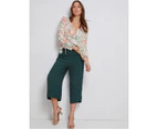 Katies Side Button Crop Pants - Womens - Sea Green