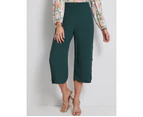 Katies Side Button Crop Pants - Womens - Sea Green