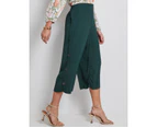 Katies Side Button Crop Pants - Womens - Sea Green