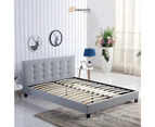 GLADYS Light Grey Fabric Bed Frame/Queen/Double