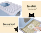 Pawz Cat Litter Box Fully Enclosed Kitty Toilet Trapping Odor Control Basin Blue