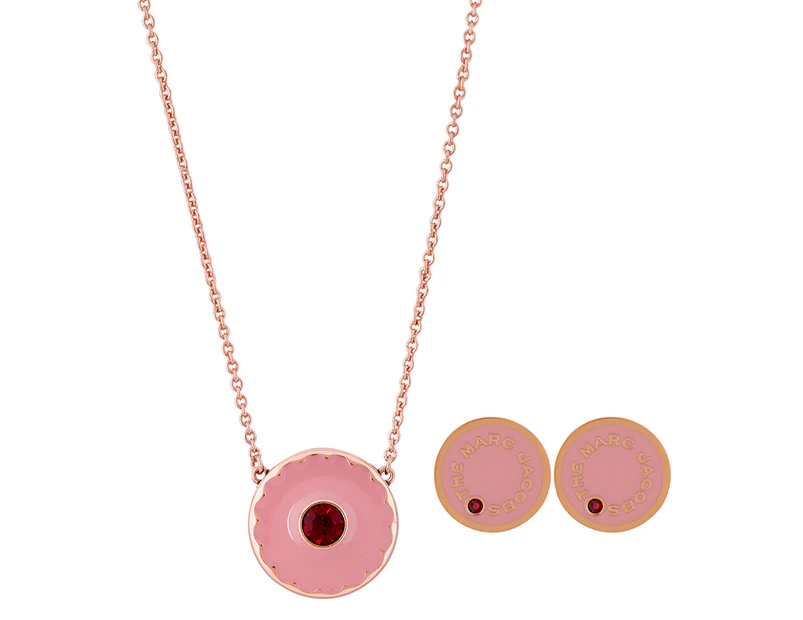 Marc Jacobs The Medallion Necklace & Earrings Set - Rose Multi/Rose Gold