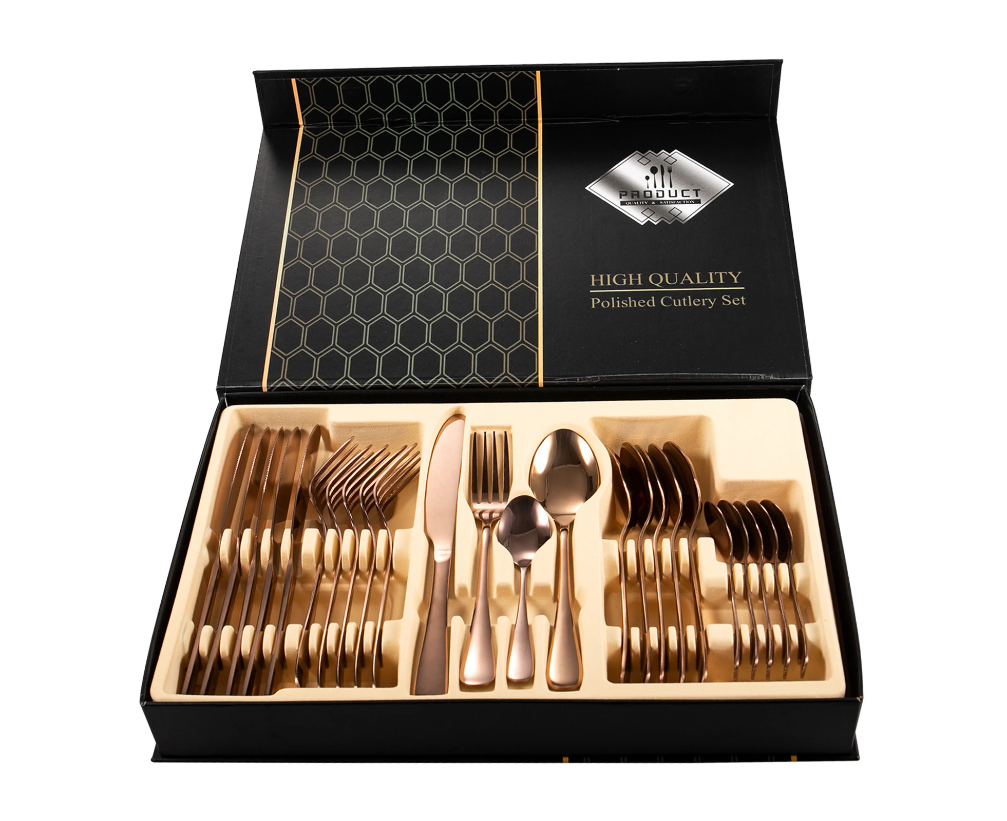 Kitchen Cutlery Set/24pcs Party Gifts Cutlery Supplies Knife Fork Spoon Teaspoon -Rose Gold