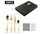 Kitchen Cutlery Set/24pcs Party Gifts Cutlery Supplies Knife Fork Spoon Teaspoon -Gold