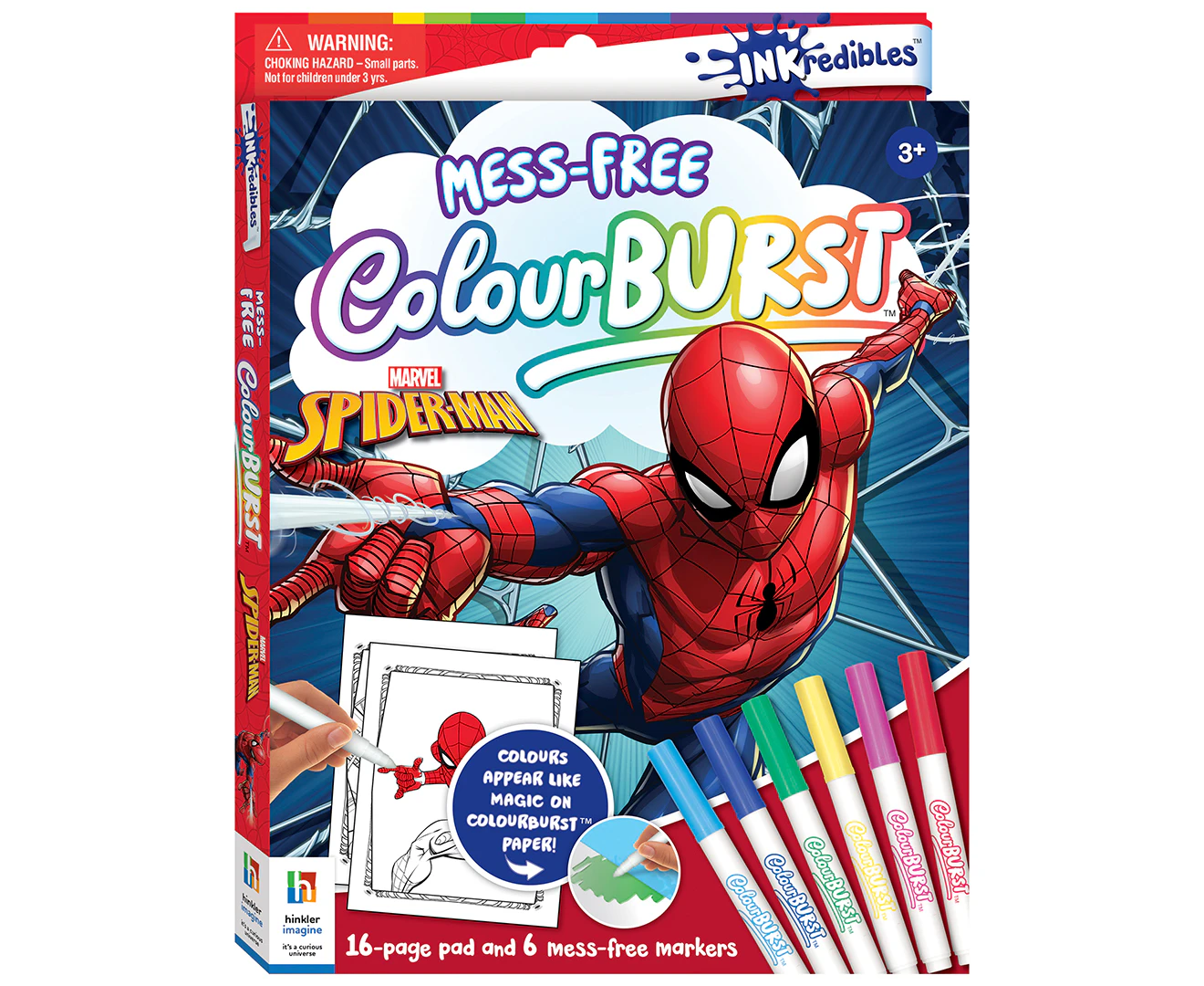 Inkredibles Mess Free Colour Burst Spider-Man Colouring Activity Set Kids 3y+