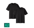 Bonds 2 Pack Crew Neck Raglan Blank Plain Basic Mens Black T   shirt Tee Top M9372W