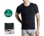 Bonds 2 Pack Crew Neck Raglan Blank Plain Basic Mens Black T   shirt Tee Top M9372W