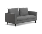 Kavan 2 Seater Fabric Sofa - Graphite Grey with Black Leg
