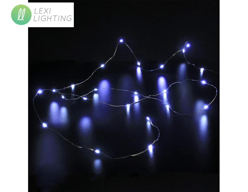 Lexi Lighting 40 Micro LED Christmas String Lights w/ Timer - White