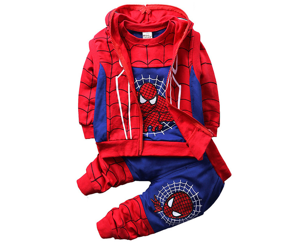 Kids Boys Spiderman Clothes Tracksuit Set Hooded Coat Sweatshirt Pants  Outfit - Blue 