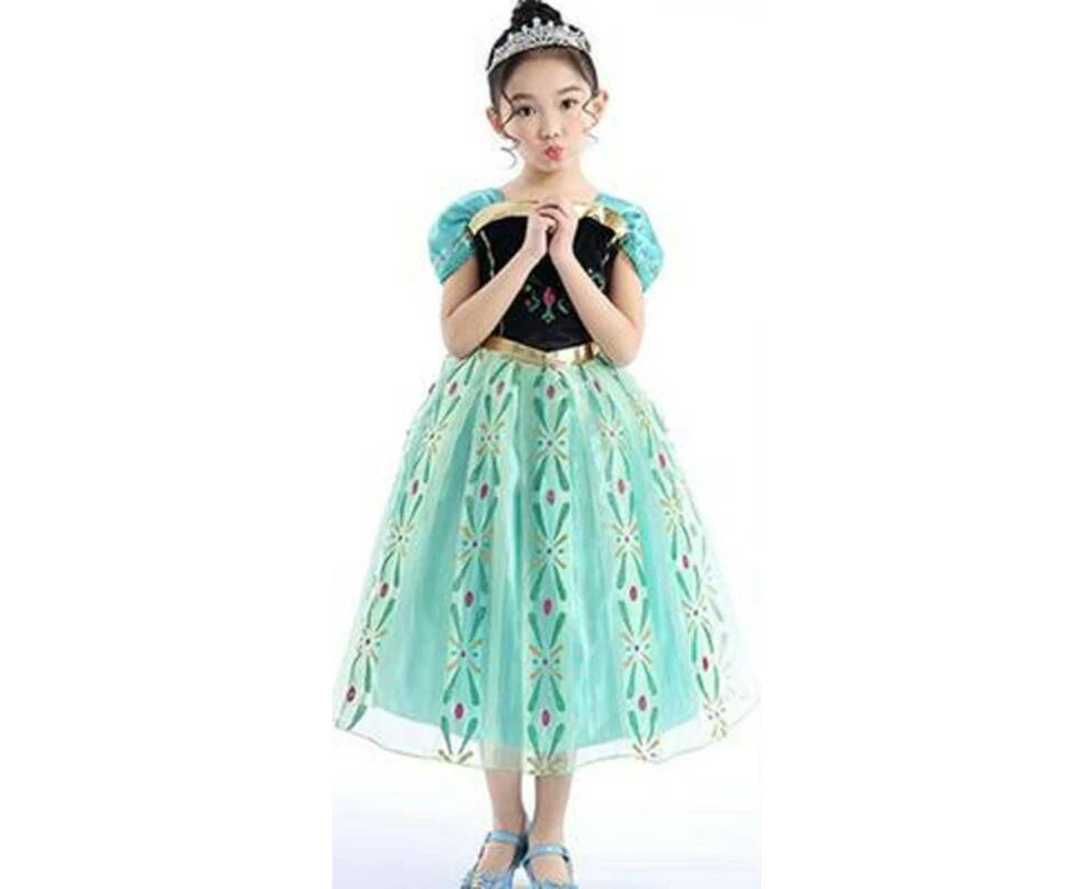 UUE Kids Girls Anna Princess Party Fancy Dress Cosplay Party Tulle Dress - Green