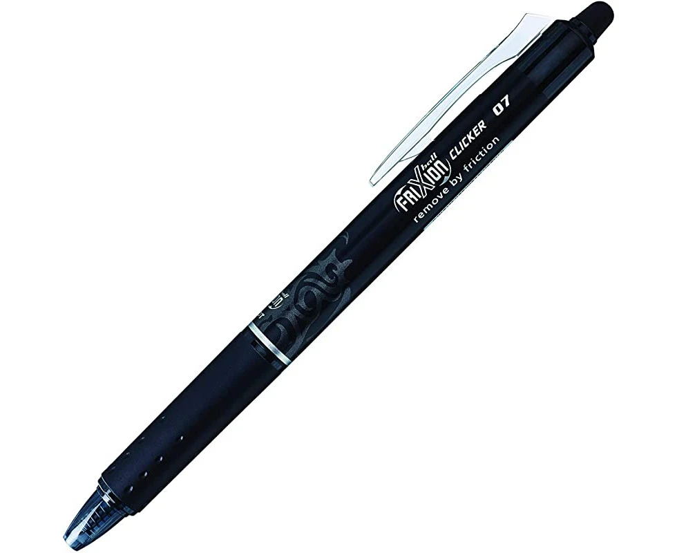 (Black, Single) - Pilot Frixion Clicker Retractable Erasable Rollerball 0.7 mm Tip - Black, Single Pen