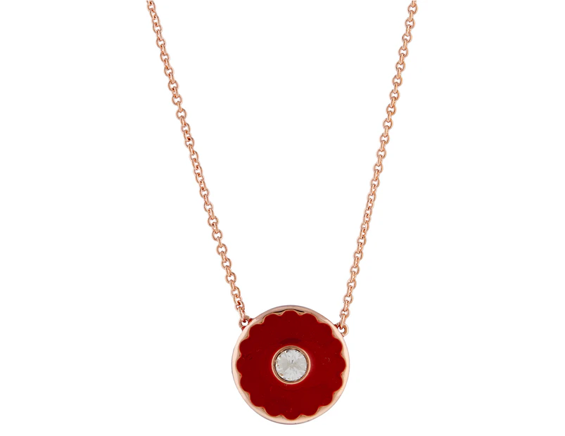 Marc Jacobs The Medallion Pendant Necklace - Red/Rose Gold