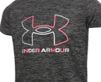 Under Armour Youth Girls' UA Tech Big Logo Twist Short Sleeve Tee / T-Shirt / Tshirt - Black/Steel