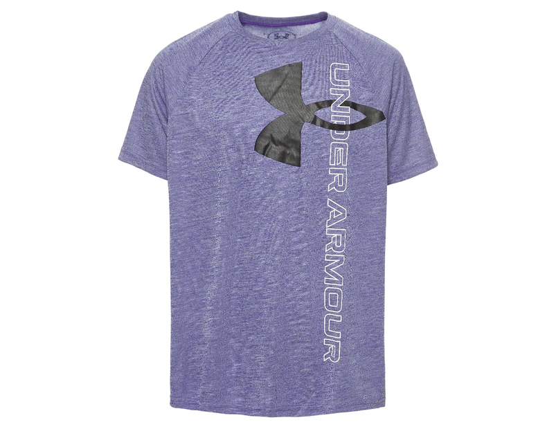 Under Armour Youth Boys' UA Tech Split Logo Hybrid Short Sleeve Tee / T-Shirt / Tshirt - Royal/Black