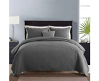 Queen King Super King Size Bed Embossed Coverlet Bedspread Set Comforter Quilt Charcoal