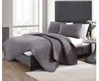 Queen King Super King Size Bed Chic Embossed Coverlet Bedspread Set Comforter Quilt Charcoal